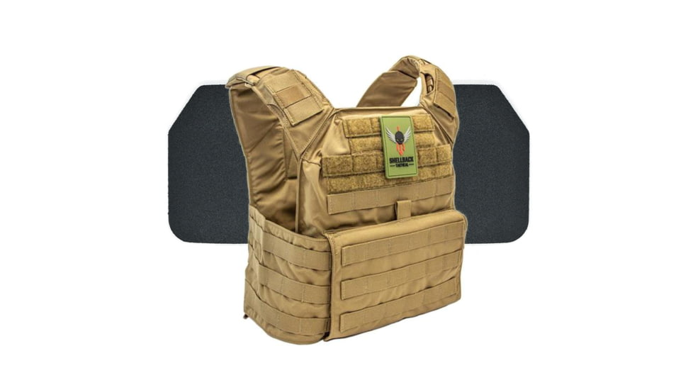 Shellback Tactical Banshee Rifle Body Armor Kit with Level III+ Model P5mmSAO Armor Plates, Coyote, One Size, SBT-BANRIF-P5MM-CT