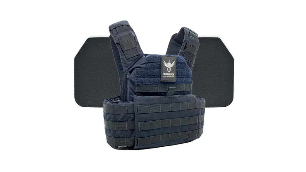 Shellback Tactical Banshee Rifle Body Armor Kit with Level III+ Model P5mmSAO Armor Plates, Navy Blue, One Size, SBT-BANRIF-P5MM-NB