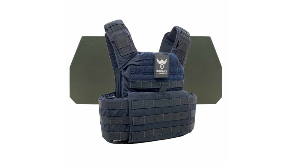 Shellback Tactical Banshee Rifle Level IV Body Armor Kit with Model L410 Plates, Navy Blue, One Size, SBT-BANRIF-L410-NB
