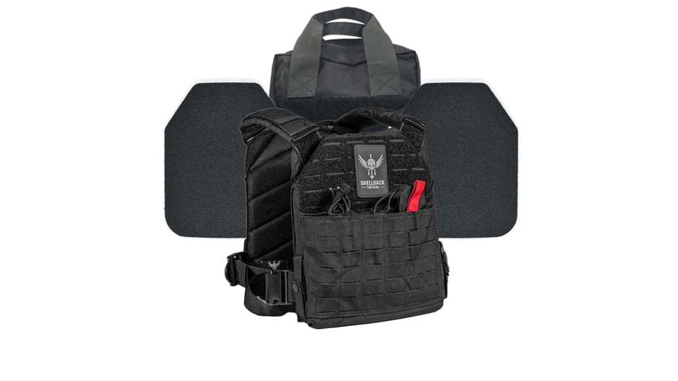Shellback Tactical Defender 2.0 Active Shooter Armor Kit with Level III+ Model P5mmSAO Armor Plates, Black, One Size, SBT-9040-P5MM-BK