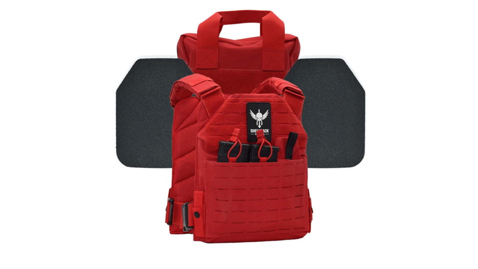 Shellback Tactical Defender 2.0 Active Shooter Armor Kit with Level III+ Model P5mmSAO Armor Plates, Range Red, One Size, SBT-9040-P5MM-RD