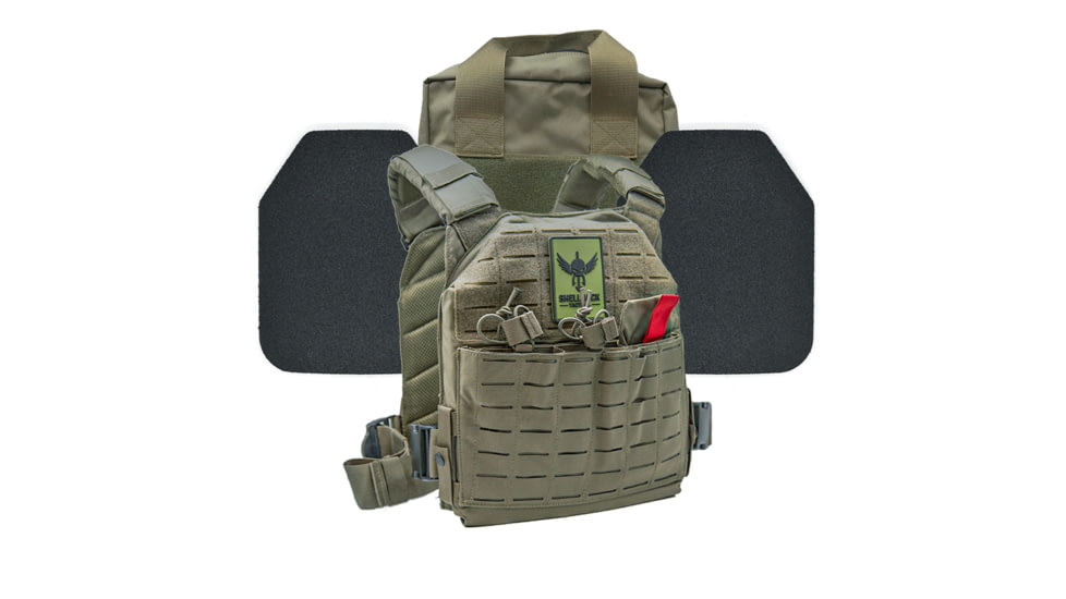 Shellback Tactical Defender 2.0 Active Shooter Armor Kit with Level III+ Model P5mmSAO Armor Plates, Ranger Green, One Size, SBT-9040-P5MM-RG