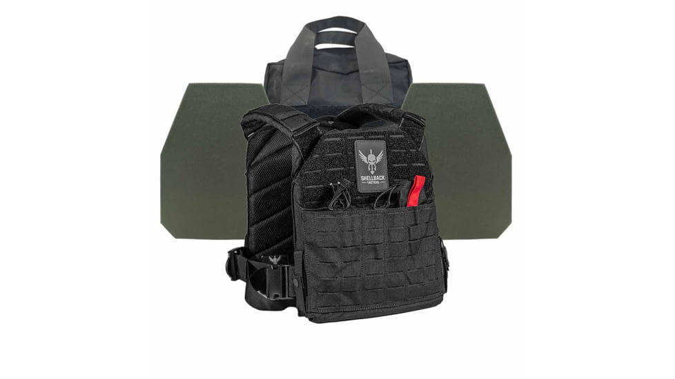 Shellback Tactical Defender 2.0 Level IV Active Shooter Armor Kit with Model L410 Plates, Black, One Size, SBT-9040-L410-BK