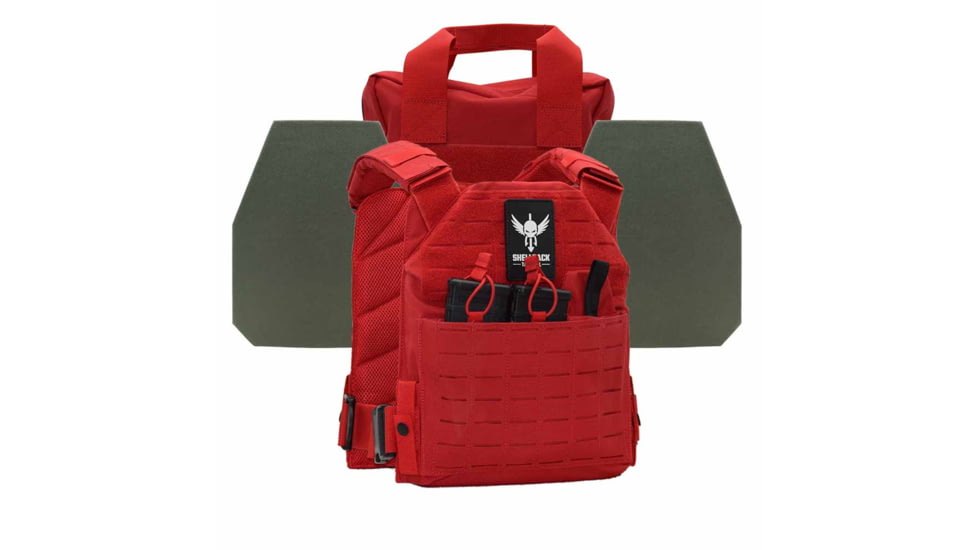 Shellback Tactical Defender 2.0 Level IV Active Shooter Armor Kit with Model L410 Plates, Range Red, One Size, SBT-9040-L410-RD