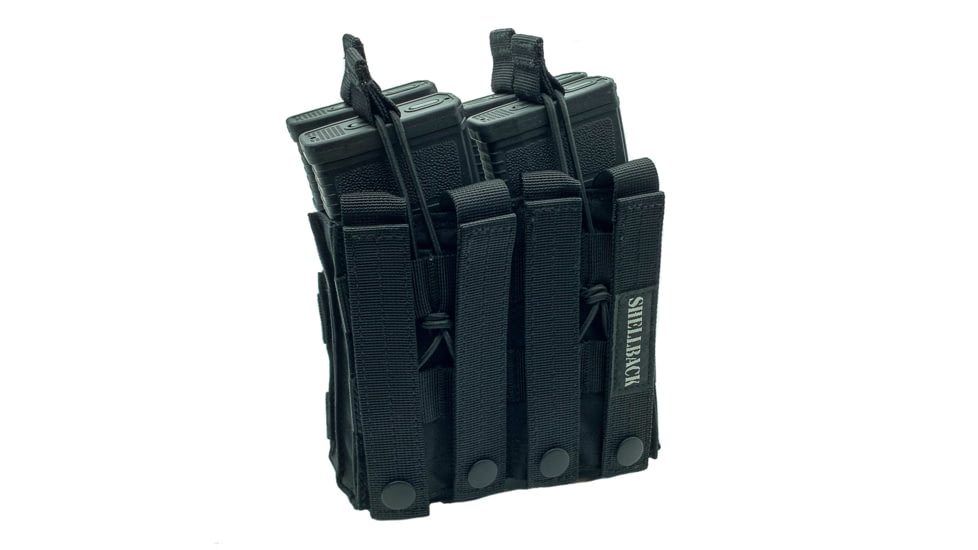 Shellback Tactical Double Stacker Open Top Pouch for Four M4/AR15 Mag, Black, One Size, SBT-2200-BK
