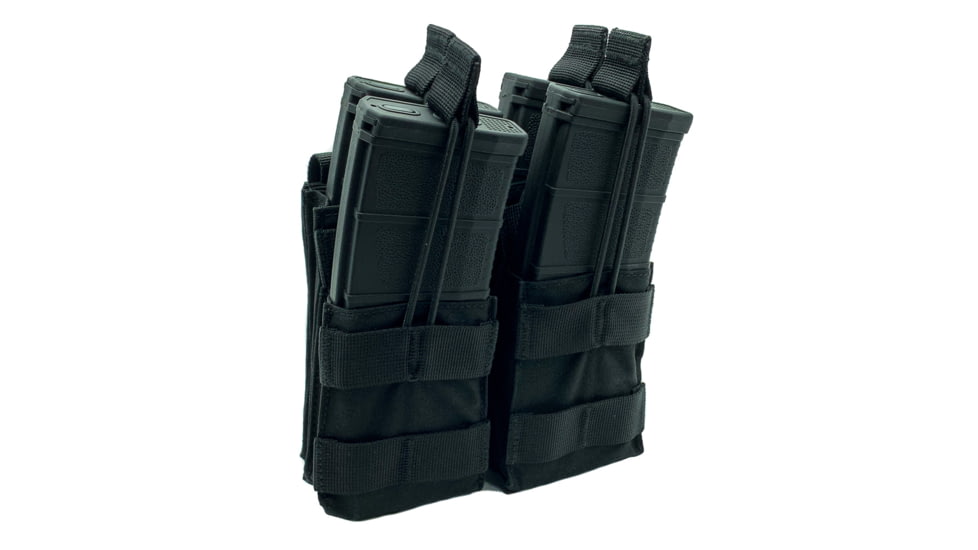Shellback Tactical Double Stacker Open Top Pouch for Four M4/AR15 Mag, Black, One Size, SBT-2200-BK