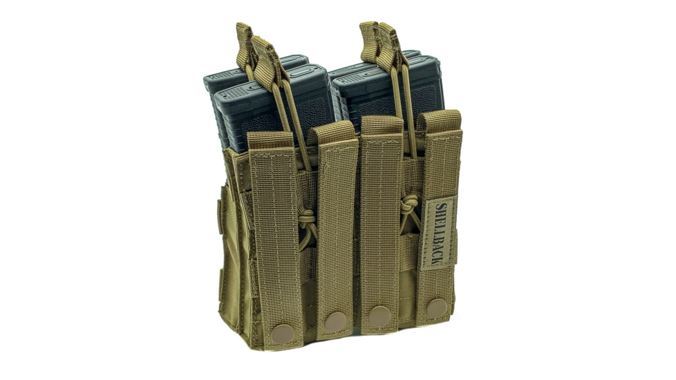 Shellback Tactical Double Stacker Open Top Pouch for Four M4/AR15 Mag, Coyote, One Size, SBT-2200-CT