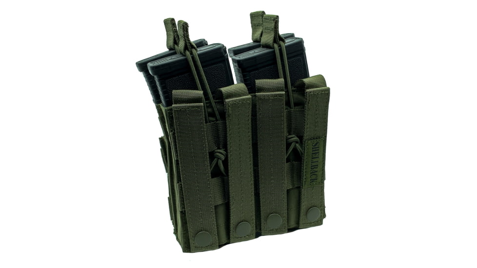 Shellback Tactical Double Stacker Open Top Pouch for Four M4/AR15 Mag, Ranger Green, One Size, SBT-2200-RG