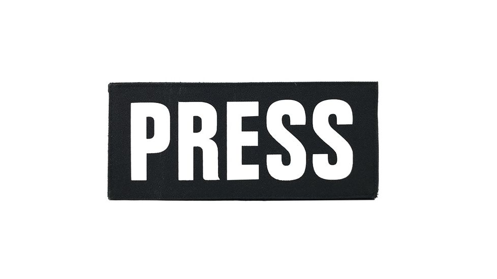 Shellback Tactical Press ID Placard, Hook Back, 2 x 5 inch, White on Black, One Size Fits Most SBT-X213230-PRS-WB