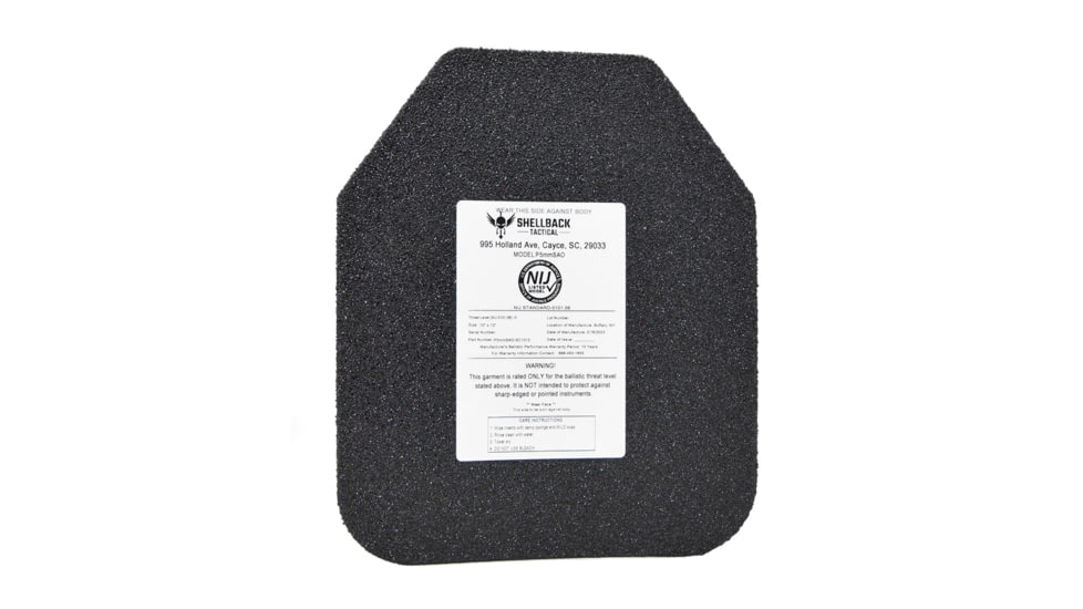 Shellback Tactical Prevail Series Level III Steel Armor Plate, Black, 10 x 12, SBT-P5MM-BK