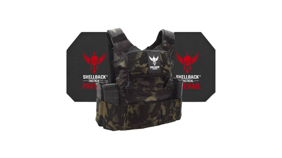 Shellback Tactical Stealth 2.0 Active Shooter Kit with Level IV Model 4S17 Armor Plates, Multicam Black, One Size, SBT-STLTHPC2-4S17-MB
