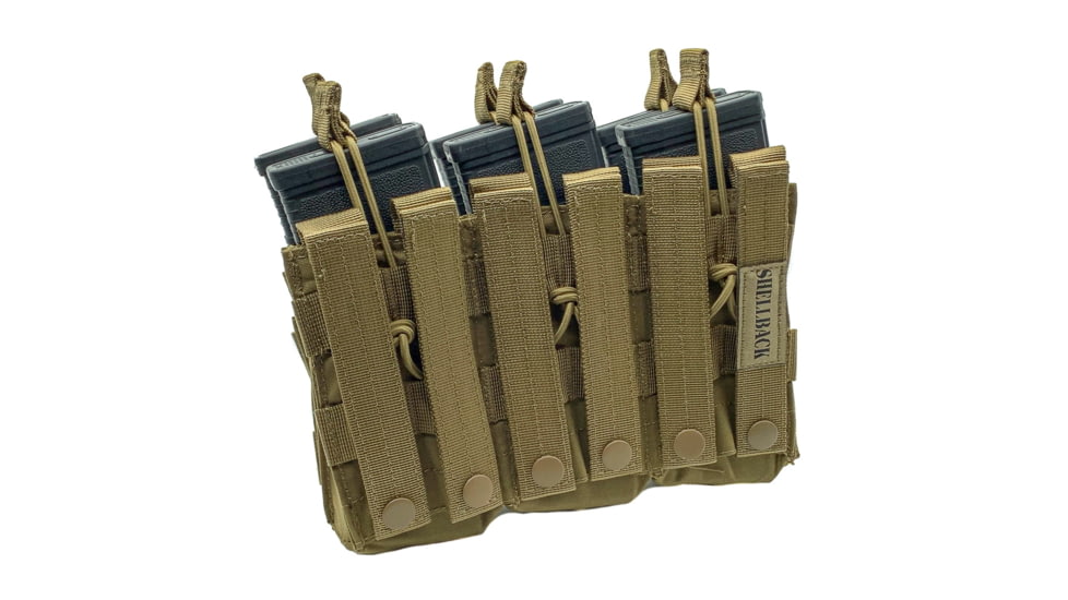 Shellback Tactical Triple Stacker Open Top Pouch for Six M4 Mag, Coyote, One Size, SBT-3300-CT