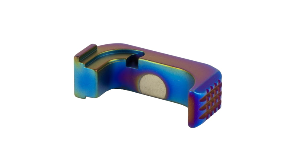 Shield Arms Premium Mag Release, For Glock 43X/48, Anodized Finish, Peacock/Rainbow, Right Hand Only G43X-PRM-PBF-RH