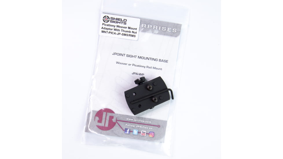 Shield Sights Picatinny/Weaver Red Dot Sight Mount adapter w/Thumb Nut, Black, RMSc, MNT-PICA-JP-SMS/RMS