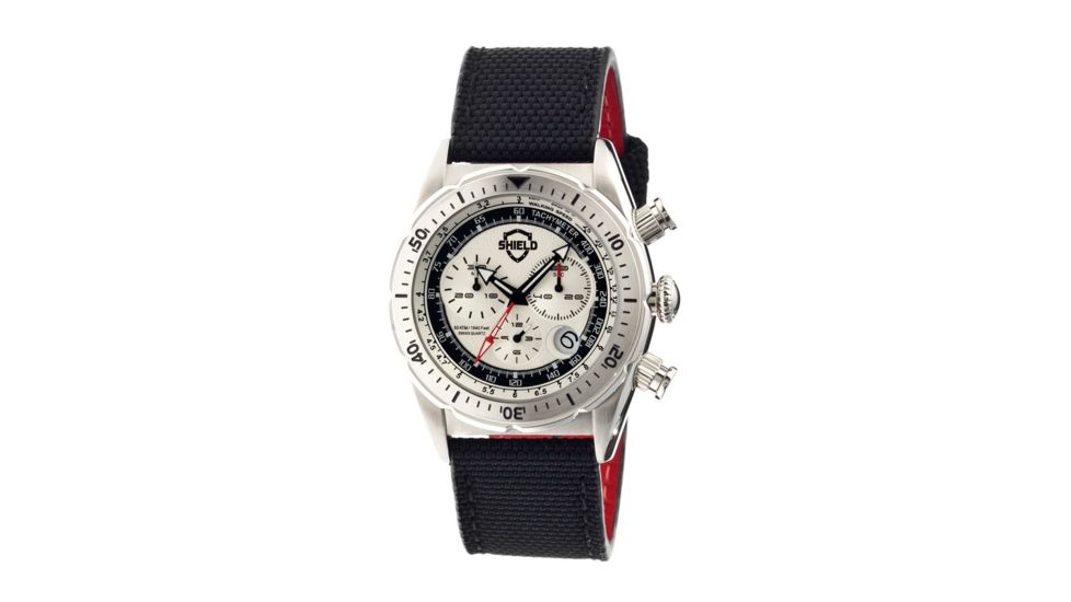 Shield Swiss Diver Mens Watch, 50ATM, Silver, White Dial SLDSH0501
