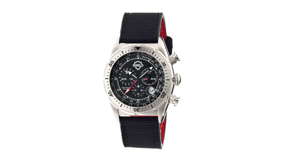 Shield Swiss Diver Mens Watch, 50ATM, Silver, Black Dial SLDSH0502