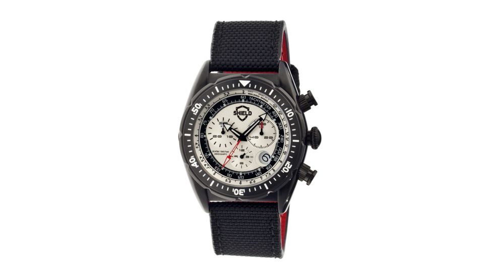 Shield Swiss Diver Mens Watch, 50ATM, Black, White Dial SLDSH0503