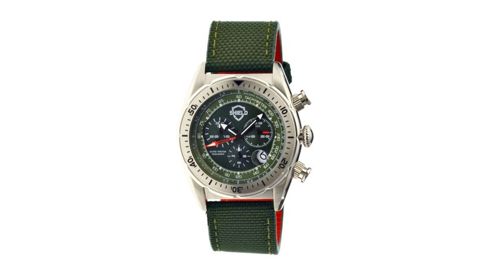 Shield Swiss Diver Mens Watch, 50ATM, Silver, Green Dial SLDSH0506