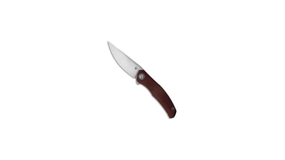 Shirogorov Q95 Ursus Folding Knife, 3.75in, ELMAX, Trailing Point Blade, Micarta, Red Handle, Red/Gray, 8.75 inch, BHQ-219304