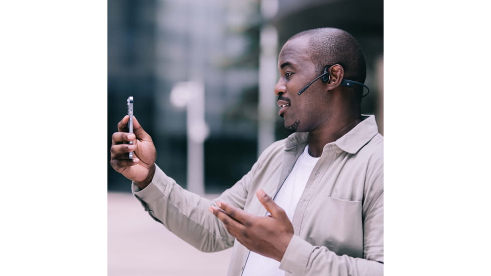 Shokz OpenComm Bone Conduction Stereo Bluetooth Headset, Black, C102-AN-BK-US