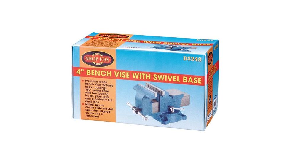 Shop Fox Dual-Locking Lever Bench Vise with Swivel Base, 360-Degree Swivel, 4in. Long D3248