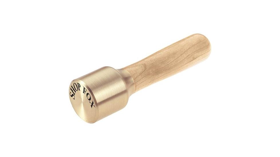 Shop Fox Turned-Polished Brass Head Mallet, Maple Handle, 8 oz. D2809