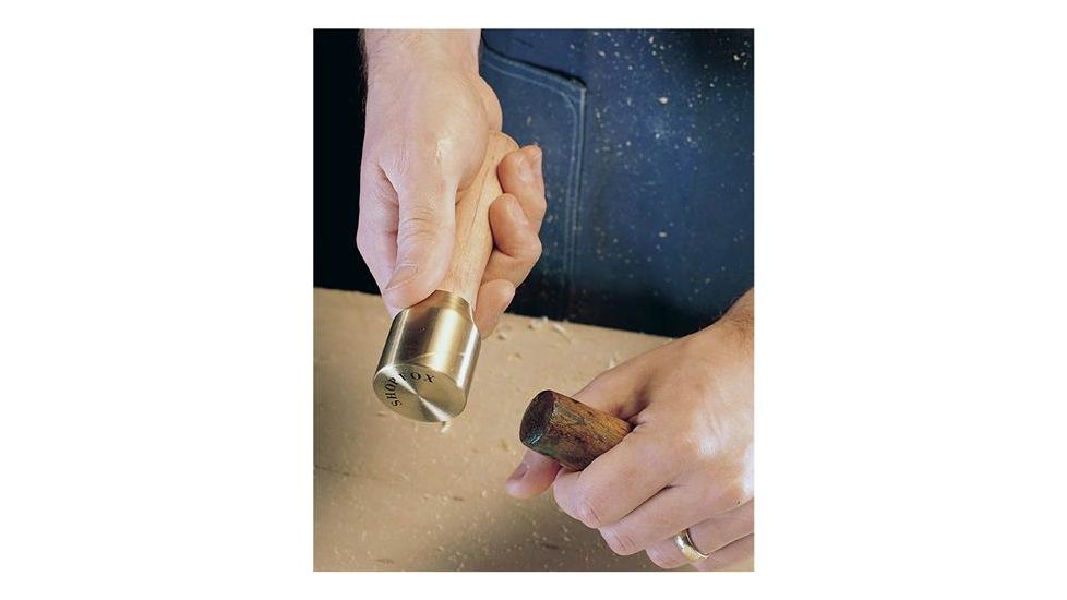 Shop Fox Turned-Polished Brass Head Mallet, Maple Handle, 8 oz. D2809