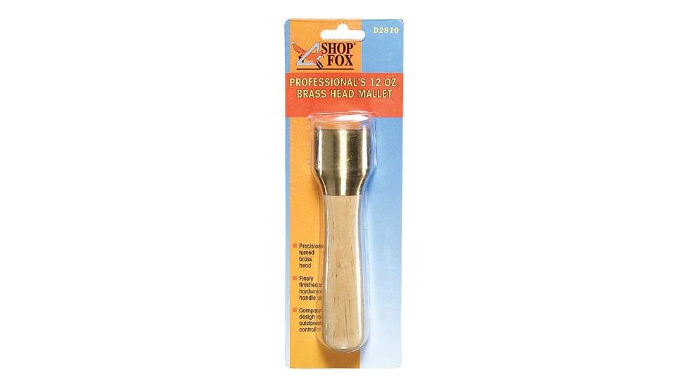 Shop Fox Turned-Polished Brass Head Mallet, Maple Handle, 12 oz. D2810