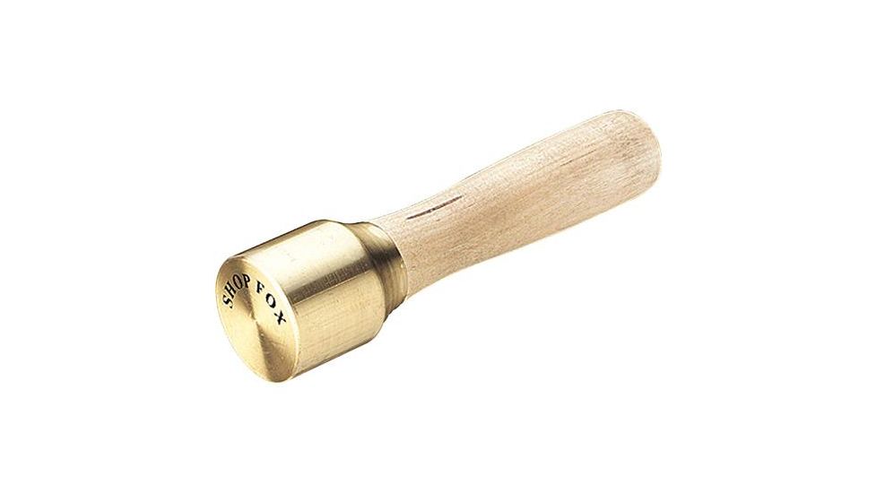 Shop Fox Turned-Polished Brass Head Mallet, Maple Handle, 12 oz. D2810