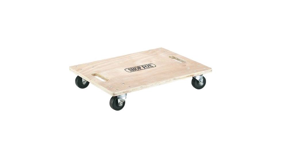 Shop Fox Wood Dolly w/ Built-In Handles, 4.5 in. Tall, 600 lb. Capacity, 3 in. Rubber Casters, 17-1/2 in. x 23 in. Overall D3243