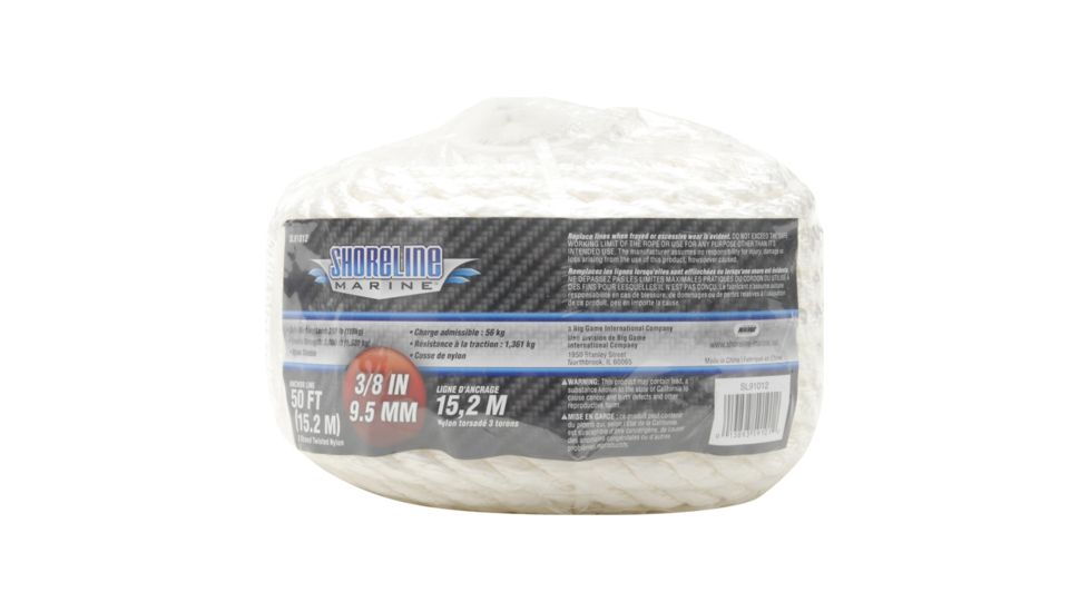 Shoreline Marine Anchor Line Twisted Nylon Rope - 3/8" x 50' 059101
