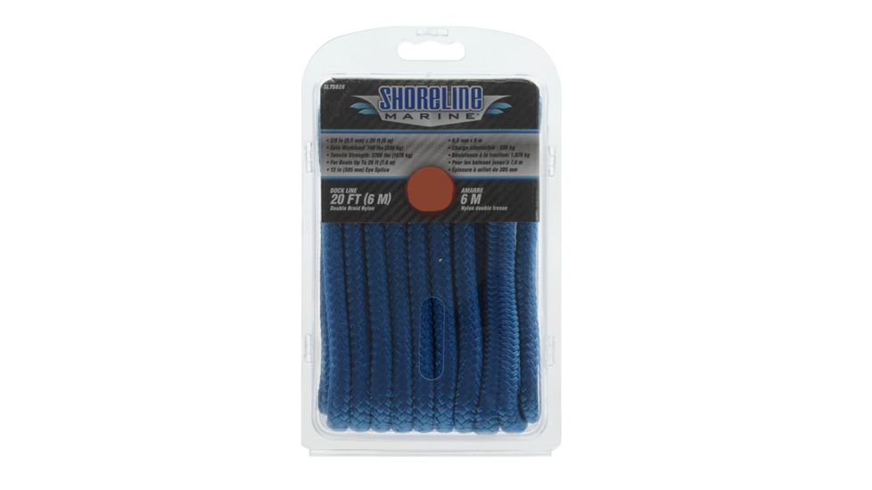 Shoreline Marine Double Braided Nylon Dock Line - 1/2" x 20' Blue 075832