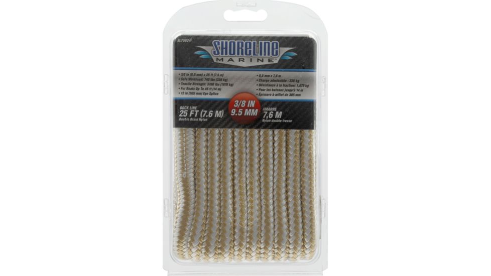 Shoreline Marine Double Braided Nylon Dock Line - 3/8" x 25' Gold/White 075824