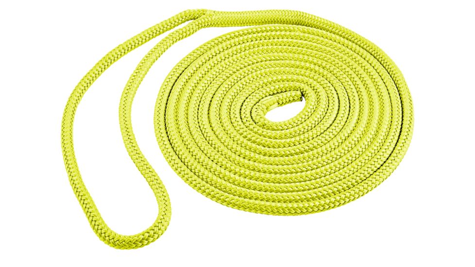Shoreline Marine Dock Line Double Braid Polyester Rope - 1/2" x 15' - Yellow 117940