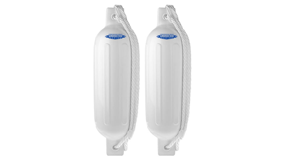 Shoreline Marine White White Fender 5.5" x 20" 2 pack with line, SL521492