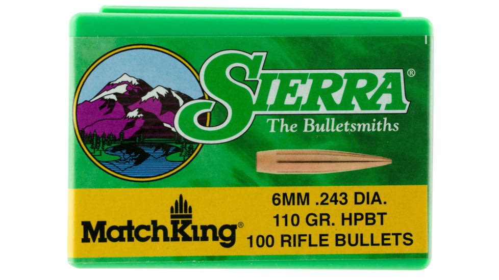 Sierra Bullets 1575 MatchKing 6mm .243 110 GR Hollow Point Boat Tail HPBT 100 Box