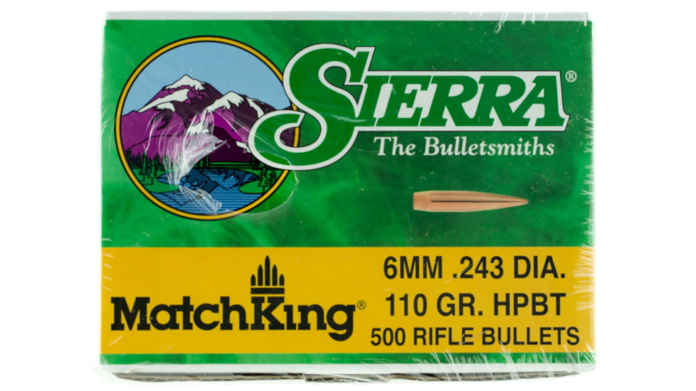 Sierra Bullets 1575C MatchKing 6mm .243 110 GR Hollow Point Boat Tail HPBT 500 Box