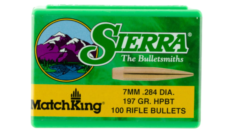 Sierra Bullets 1997 MatchKing 7mm .284 197 GR Hollow Point Boat Tail HPBT 100 Box