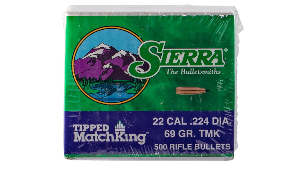 Sierra Bullets 7169C Tipped MatchKing 22 Caliber .224 69 GR 500 Box