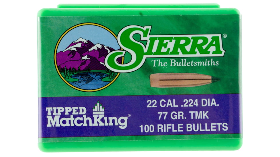 Sierra Bullets 7177 Tipped MatchKing 22 Caliber .224 77 GR Tipped MatchKing 100 Box