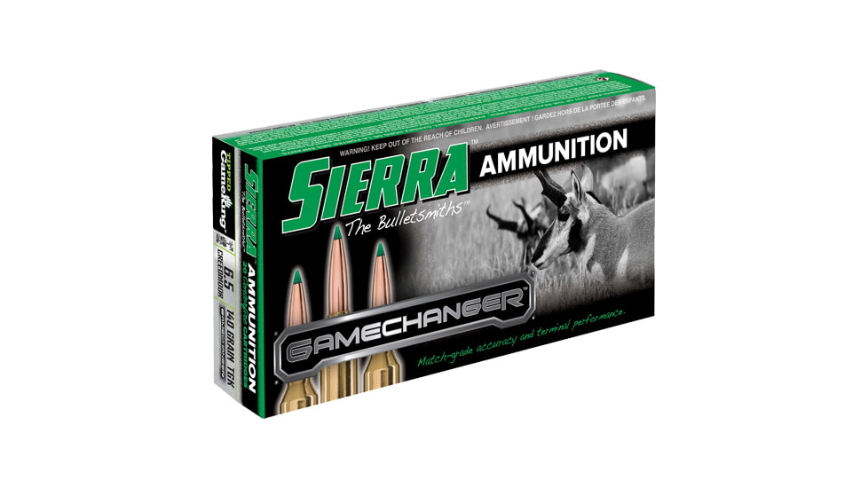Sierra Bullets GameChanger 6.5 Creedmoor 140 Grain Sierra Tipped GameKing Brass Cased Rifle Ammo, 20 Rounds, A4340--05