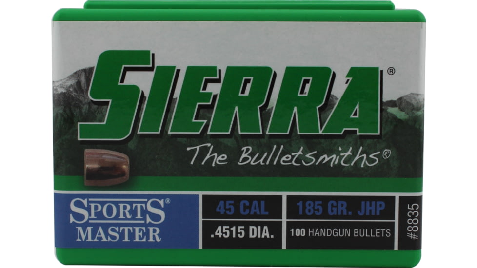 Sierra Bullets .45 Caliber 185 Grain Jacketed Hollow Point Pistol Bullets