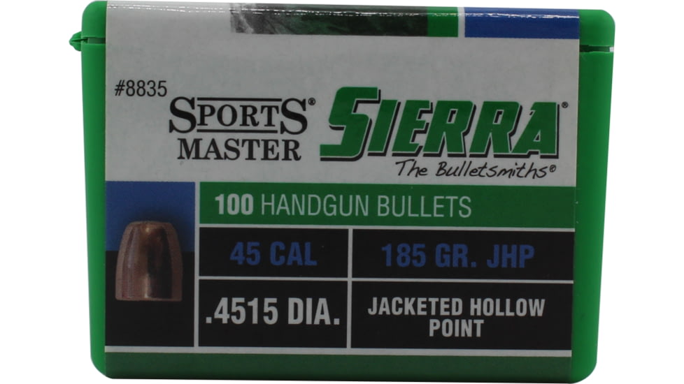 Sierra Bullets .45 Caliber 185 Grain Jacketed Hollow Point Pistol Bullets