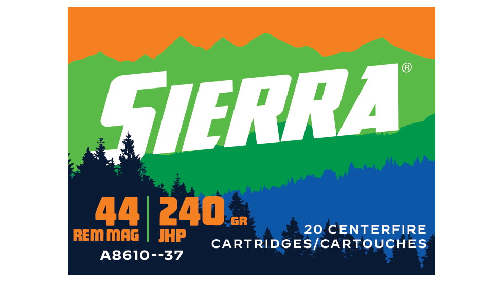 Sierra Bullets Sports Master 44 Remington Magnum 240 Grain Jacketed Hollow Point Flat Brass Rifle Ammo, 20 Rounds, A8610--37