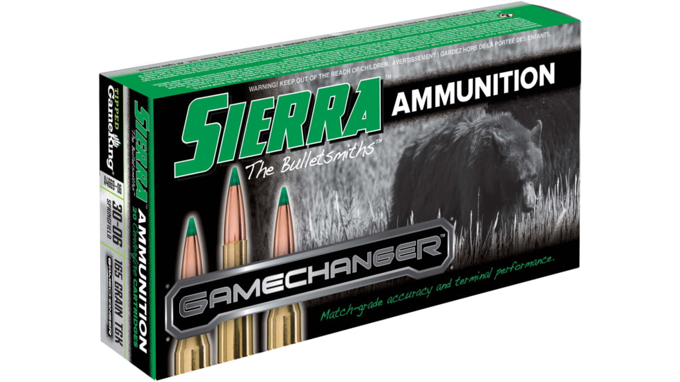 Sierra Bullets GameChanger Rifle Ammo, .30-06 Springfield, Sierra Bullets Tipped GameKing, 165 Grain, 20 Rounds, A4669--06
