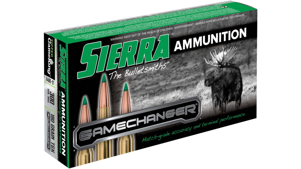Sierra Bullets GameChanger Rifle Ammo, .300 Winchester Magnum, Sierra Bullets Tipped GameKing, 180 Grain, 20 Rounds, A4680--07
