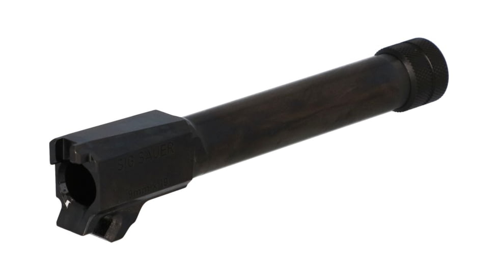 SIG SAUER Barrel, 9MM, 4.3 Threaded Barrel, 1/2X28 Thread Pitch, Fits Sig P365, Nitride Finish, Black, Loaded Chamber Indicator