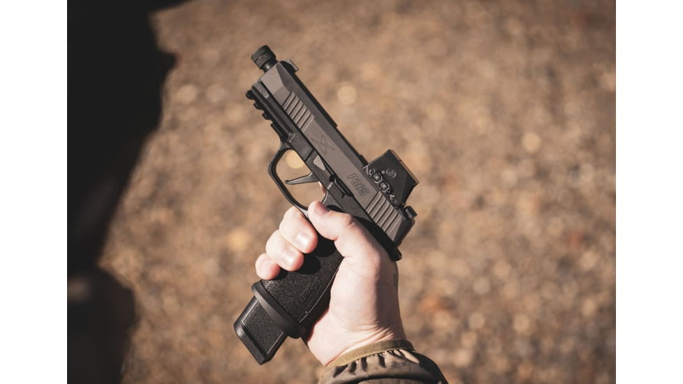 SIG SAUER Barrel, 9MM, 4.3 Threaded Barrel, 1/2X28 Thread Pitch, Fits Sig P365, Nitride Finish, Black, Loaded Chamber Indicator