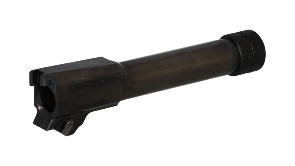 SIG SAUER Barrel, 9MM, 3.7 Threaded Barrel, 1/2X28 Thread Pitch, Fits Sig P365, Nitride Finish, Black, Loaded Chamber Indicator