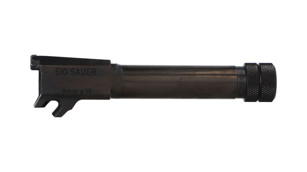 SIG SAUER Barrel, 9MM, 3.7 Threaded Barrel, 1/2X28 Thread Pitch, Fits Sig P365, Nitride Finish, Black, Loaded Chamber Indicator